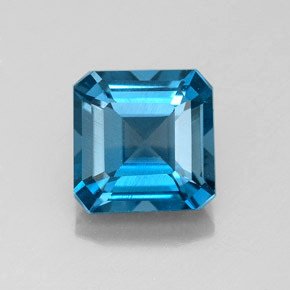 Topacio azul natural de 2,27 ct, corte esmeralda, VS