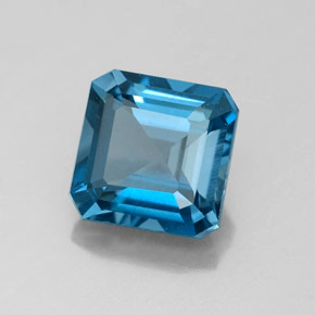 Topacio azul natural de 2,27 ct, corte esmeralda, VS