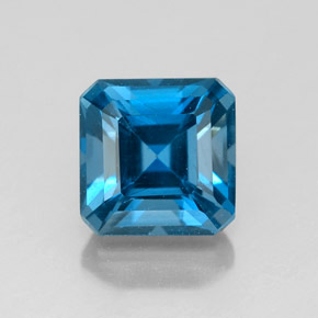 Topacio azul natural de 2,51 ct, corte esmeralda, VS