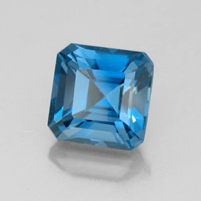 Topacio azul natural de 2,51 ct, corte esmeralda, VS