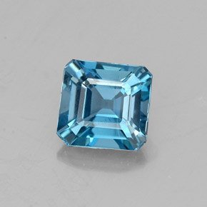 Topacio azul natural de 1,23 ct, corte esmeralda, VVS
