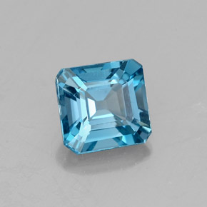Topacio azul natural de 1,23 ct, corte esmeralda, VVS