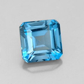 Topacio azul natural de 2,27 ct, corte esmeralda, VVS-VS