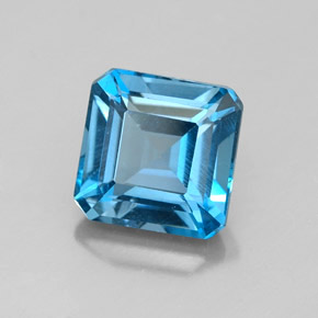 Topacio azul natural de 2,27 ct, corte esmeralda, VVS-VS