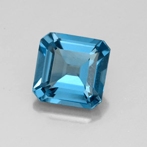 Topacio azul natural de 2,04 ct, corte esmeralda, VS