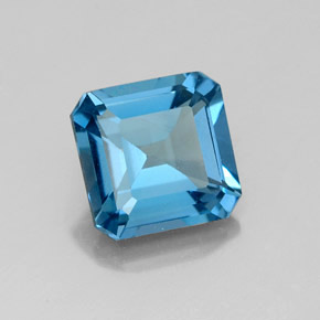 Topacio azul natural de 2,04 ct, corte esmeralda, VS