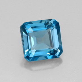 Topacio azul natural de 2,06 ct, corte esmeralda, VVS
