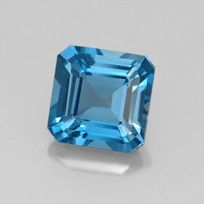 Topacio azul natural de 2,06 ct, corte esmeralda, VVS