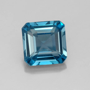 Topacio azul natural de 2,00 ct, corte esmeralda, VVS