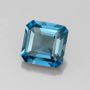 Topacio azul natural de 2,00 ct, corte esmeralda, VVS