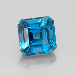 Topacio azul natural de 2,47 ct, corte esmeralda, VVS