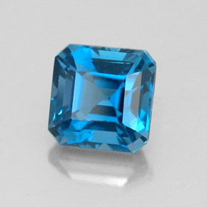 Topacio azul natural de 2,47 ct, corte esmeralda, VVS