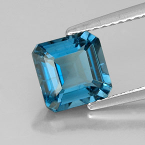 Topacio azul natural de 2,06 ct, corte esmeralda, VS