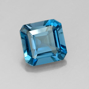Topacio azul natural de 1,96 ct, corte esmeralda, VS