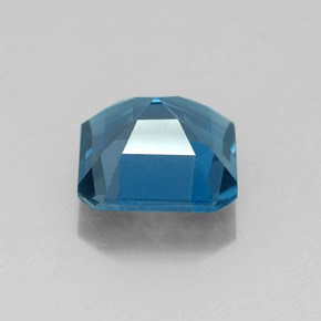 Topacio azul natural de 1,96 ct, corte esmeralda, VS