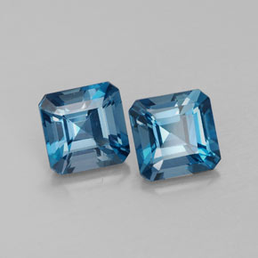 Gemas de topacio azul natural de  ct, corte esmeralda, VVS