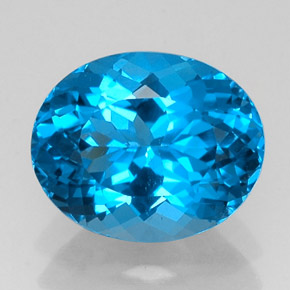 Topacio azul natural de 11,16 ct, corte óvalo, VS