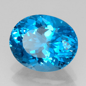 Topacio azul natural de 11,16 ct, corte óvalo, VS