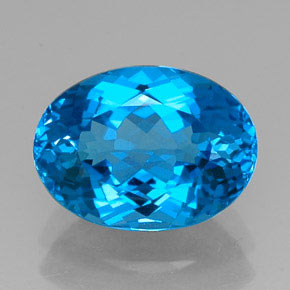 Topacio azul natural de 12,83 ct, corte óvalo, VVS