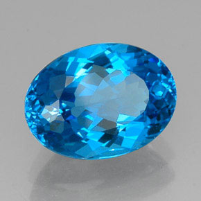 Topacio azul natural de 12,83 ct, corte óvalo, VVS
