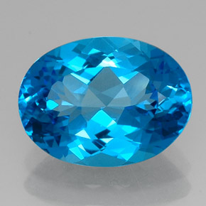 Topacio azul natural de 15,00 ct, corte óvalo, VVS-VS