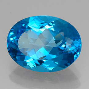 Topacio azul natural de 15,00 ct, corte óvalo, VVS-VS