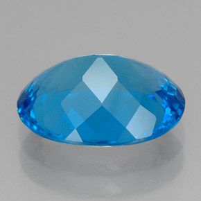 Topacio azul natural de 15,00 ct, corte óvalo, VVS-VS