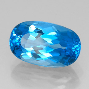 Topacio azul natural de 9,66 ct, corte óvalo, IF