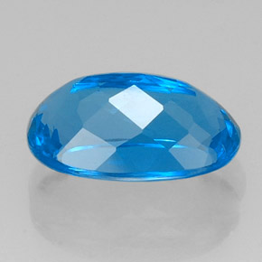 Topacio azul natural de 9,66 ct, corte óvalo, IF