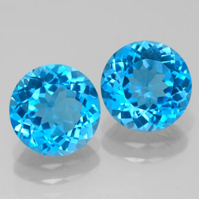 Gemas de topacio azul natural de  ct, corte redondo, VVS