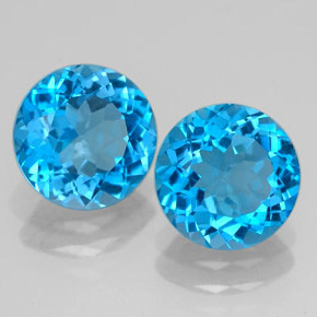 Gemas de topacio azul natural de  ct, corte redondo, VVS