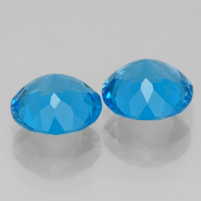 Gemas de topacio azul natural de  ct, corte redondo, VVS