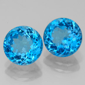 Gemas de topacio azul natural de  ct, corte redondo, VVS