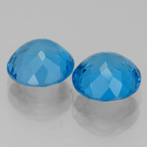 Gemas de topacio azul natural de  ct, corte redondo, VVS
