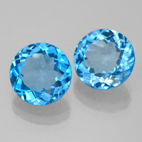 Gemas de topacio azul natural de  ct, corte redondo, VVS