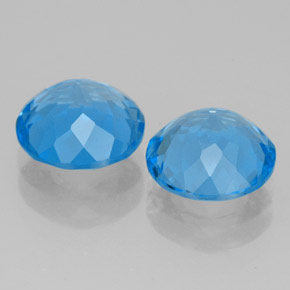 Gemas de topacio azul natural de  ct, corte redondo, VVS