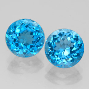 Gemas de topacio azul natural de  ct, corte redondo, VVS-VS