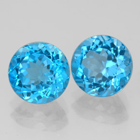 Gemas de topacio azul natural de  ct, corte redondo, VVS-VS