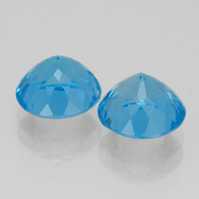 Gemas de topacio azul natural de  ct, corte redondo, VVS-VS