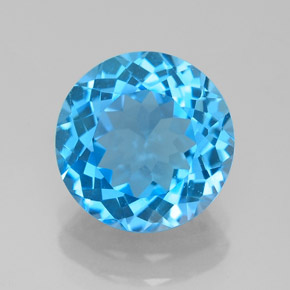 Topacio azul natural de 3,28 ct, corte redondo, VVS