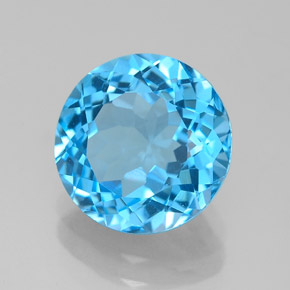 Topacio azul natural de 3,28 ct, corte redondo, VVS