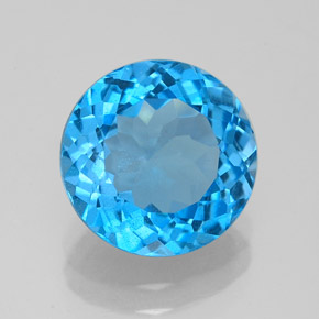 Topacio azul natural de 3,34 ct, corte redondo, VS