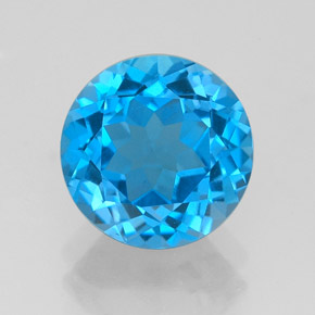 Topacio azul natural de 3,23 ct, corte redondo, VVS