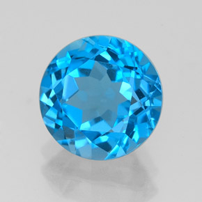 Topacio azul natural de 3,23 ct, corte redondo, VVS