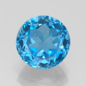 Topacio azul natural de 3,75 ct, corte redondo, VVS
