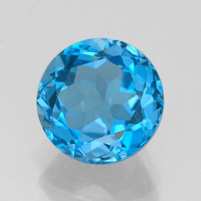 Topacio azul natural de 3,75 ct, corte redondo, VVS