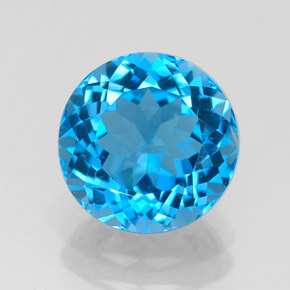 Topacio azul natural de 3,31 ct, corte redondo, VS-SI
