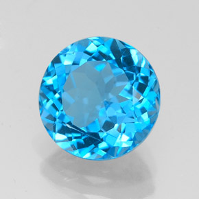 Topacio azul natural de 3,31 ct, corte redondo, VS-SI
