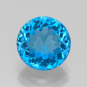 Topacio azul natural de 3,57 ct, corte redondo, VVS