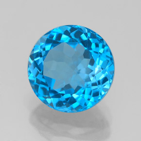 Topacio azul natural de 3,57 ct, corte redondo, VVS